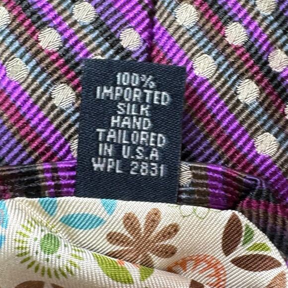 TED BAKER London Mens 100% Silk 60”x3”  Necktie Designer EUC Purple Dots Tie - Picture 6 of 6